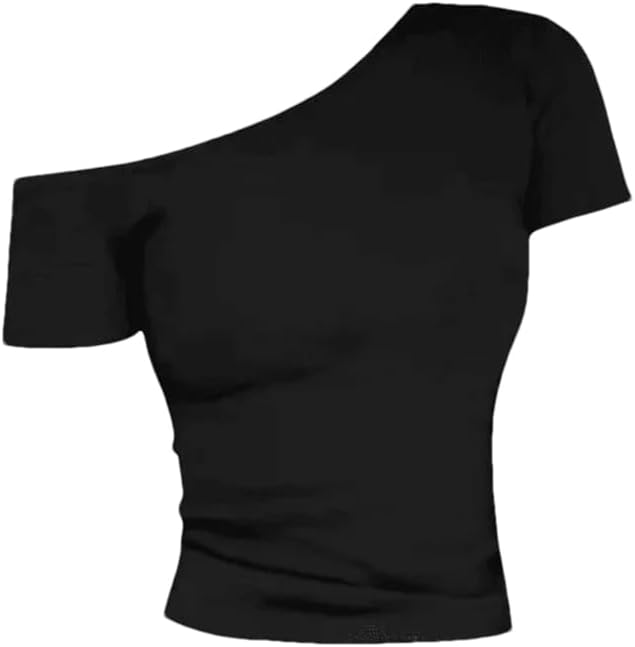Women Slimming T-Shirt Women's Off-The-Shoulder Long Sleeve Top Solid Color Blouses