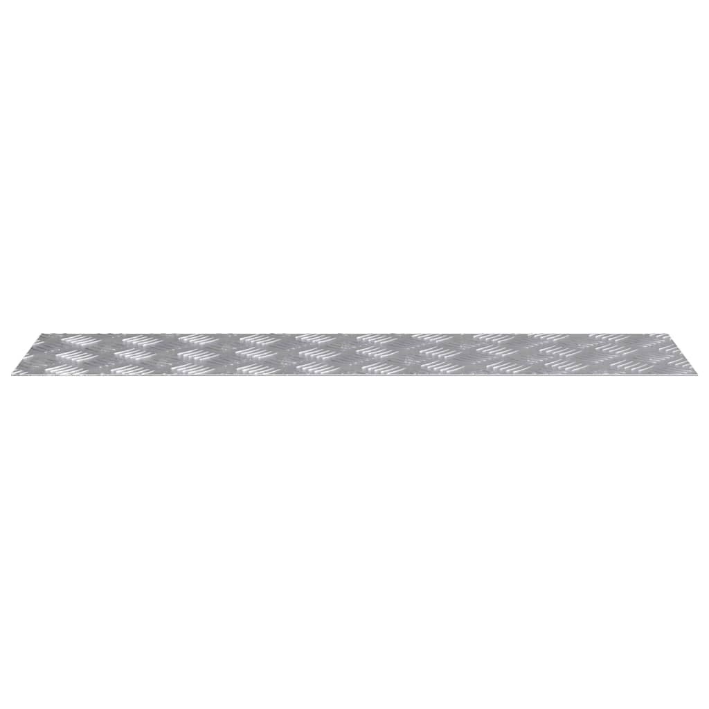 Set di 4 gradini per scale in alluminio, colore argento, 100 x 25 cm, design in lamiera striata, per interni ed esterni, sicurezza, antiscivolo, protezione durevole