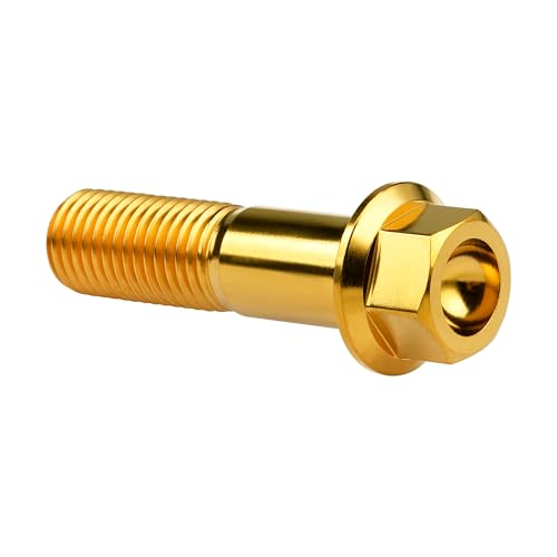 Image of Titanium Bolt M12 30 35 40 45 50 55 60 65 70 75 80 85 90mm Hex Small Flange Head for Motorcycle Car Modification Pack of 4 (M12x45mm Pitch 1.5, Gold)