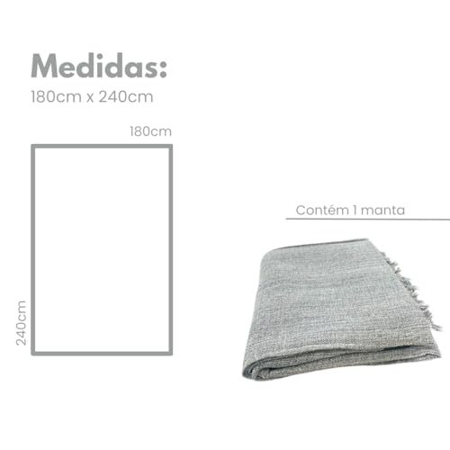 Kit 2 Mantas Capa Protetora Decorativa Para Sofá Gigante 240x180cm Cor Cinz Claro Neutra Combina Com