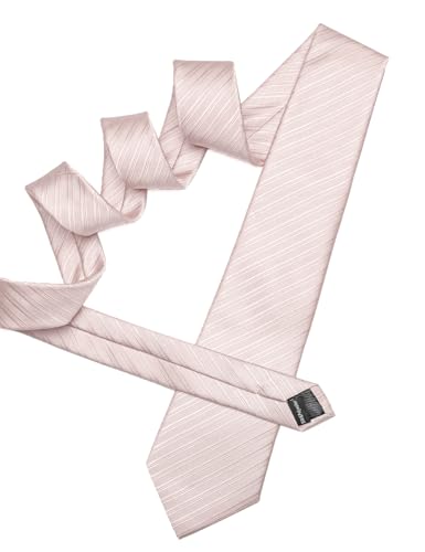 Image of Barry.Wang Solid Striped Tie for Men Silk Necktie Pocket Square Cufflinks Formal Wedding Party Business