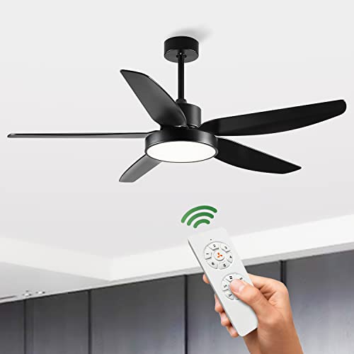 Kapoefan 56 Inch Black Ceiling Fan With Light And Remote Control, Indoor And Outdoor Ceiling Fans For Living Room Bedroom Basement #TOP6
