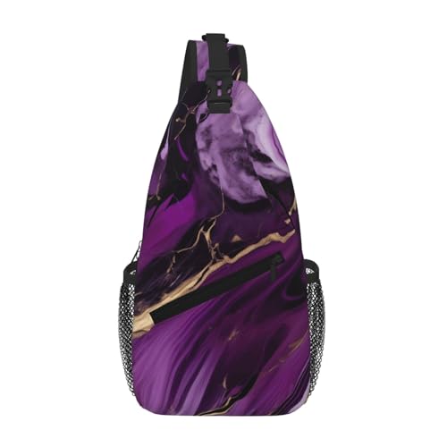 Sac à bandoulière léger et compact violet foncé imprimé marbré