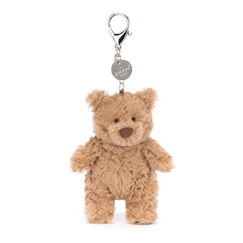 Jellycat Bartholomew Bear Bag Charm, 4.5 inches - Teddy Bear Plush Keychain - Great Gift Idea