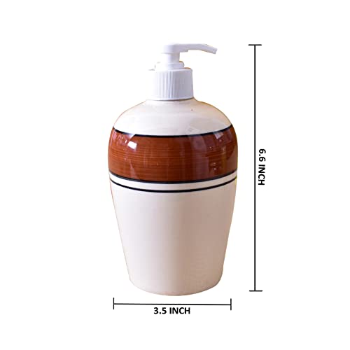 Image of Ceramic Liquid Soap Dispenser, 450 ml, White Lilac | Refillable Pump Bottle for Hand Wash, Lotion, Shampoo & Kitchen Use, 1 Pieces