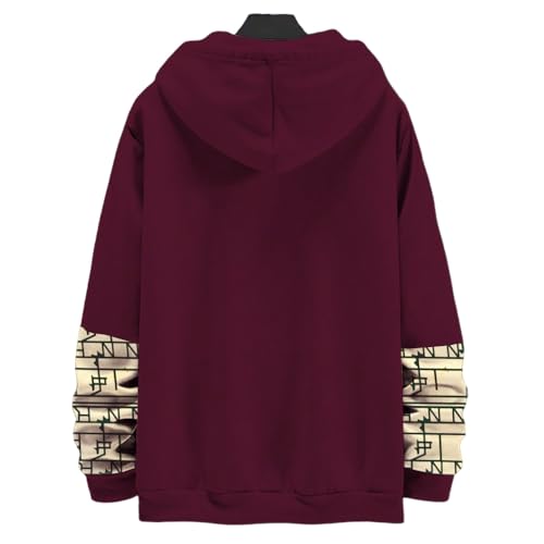 Image of Men's Fashion Cotton Printed Full Sleeve Hood Sweatshirt (Maroon)