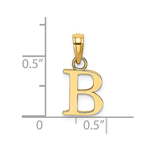 Solid 14k Yellow Gold B Block Initial Letter Alphabet Charm Pendant - 8mm x 7mm3