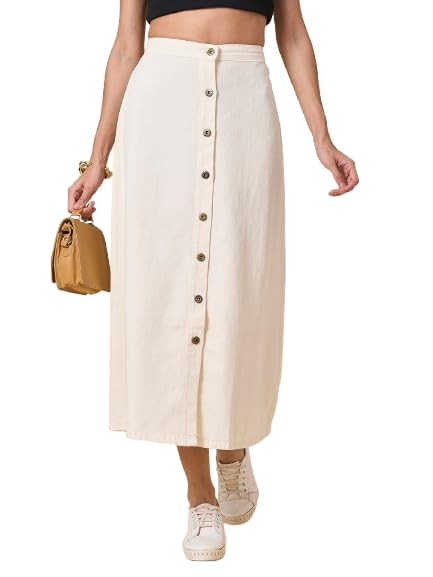 Image of Style Quotient Women Black A-Line Maxi Denim Skirt