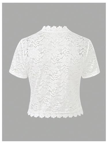 SOLY HUX Women's Summer Lace Open Front Crop Cardigan Short Sleeve Shirts Lightweight Jacket2