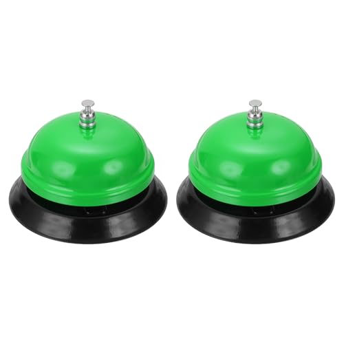 sourcing map Lot de 2 sonnettes d'appel en métal de 8,5 cm pour hôtel, restaurant, réception et événements de fête de mariage, vert