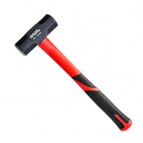 BLACK CANYON 4 lb Drilling Hammer Heavy Duty Forged Steel Hand Sledge Hammer with 16 Fiberglass Handle & Non-Slip Grip for Demolition Concrete Masonry Chisel Work & Construction