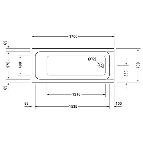 Duravit D-Code Rechthoekige badkuip, D-Code, 1700 mm, 110 l, wit - Afbeelding 6