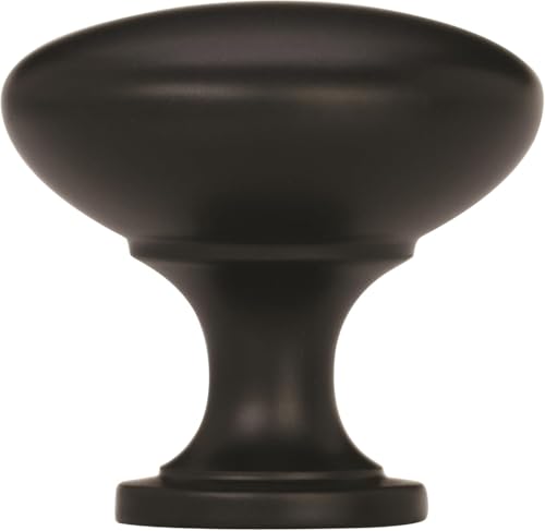 Image of Amerock 10 Pack 1-1 /4 inch Round Edona Matte Black Cabinet Knob | Durable Zinc drawer knob and cabinet hardware, ideal for kitchen cabinets, bathroom vanities, dressers, and furniture