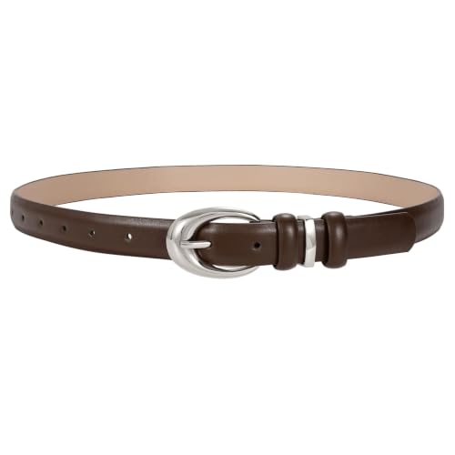 Image of TRIWORKS Women Leather Belt for Jeans Pants Fashion Ladies Skinny Faux Leather Dress belt with Gold Buckle