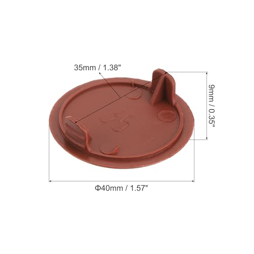 Image of uxcell 10Pcs Hinge Hole Covers, 35mm(1-3 /8 inch) Dia Plastic Concealed Hole Cover Round Flush Type Caps for Furniture Cabinet Cupboard, Red Brown