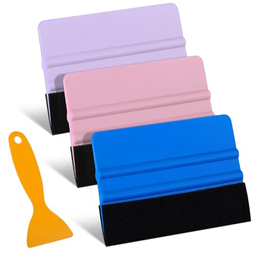 Image of Mity rain 4PCS Squeegee for Vinyl with 3PCS Felt Squeegee Tool, Craft Adhesive Vinyl Wrap Squeegee Applicator Tool for Apply Decals, Car Film Wrap, Window Tint, Wall Paper, Scraper for Vinyl