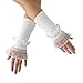 Instobig Women's Gothic Scene Knit Ruffle Arm Warmers - Fashion Fingerless Forearm Arm Sleeve, Skateboard Wedding Gloves, White