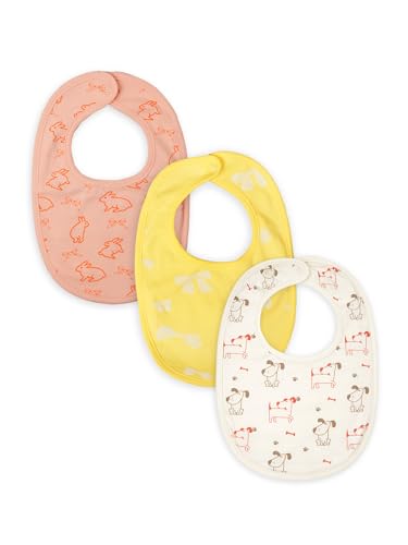 Image of Kidbea Organic Cotton Baby Bib, Adjustable Snap Closure Soft Absorbent Feeding Bibs Apron for Newborns & Infants Child With Cute Prints | Reusable Baby Essential