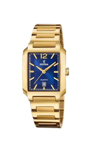 Festina Montre Femme Analogique Acier Inoxydable 316L Doré - Quartz - Verre minéral Haute résistance - Étanche 5 ATM - Date F20680/3 - on The Square