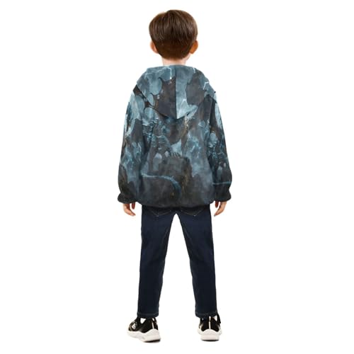 Dragon Amidst Stormy Skies Toddler Fleece Jacket Girl Boys Hooded Fleece Jacket Coat Warm Outwear Zip-up 3-10T4