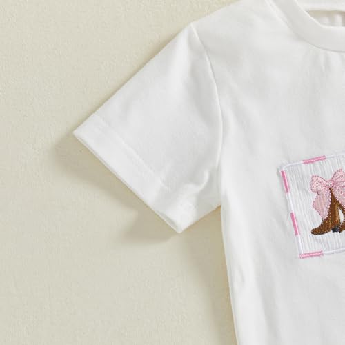 Toddler Baby Girl Western Outfits Embroidery Cow Short Sleeve Shirts and Gingham Pants Set 2Pcs Summer Fall Clothes4