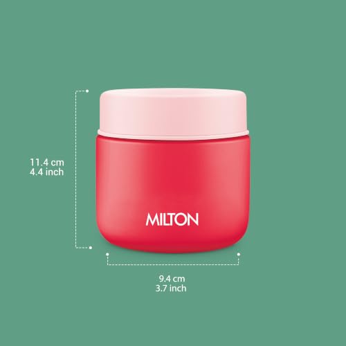 Image of Milton Grab N Go 350 Thermosteel Vacuum Insulated Food Jar|Hot & Cold Thermal Flask|Double Walled| Leak Proof | Ideal for carrying Soup, Khichdi, Sweet Corn to Office, School & Travelling, 350 ml, Red