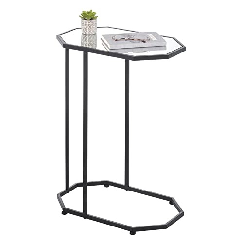 Mdesign Mirror Top Side/End Table - Small Minimalistic Geometric Accent Metal Tray And Desk Furniture Unit For Living Room, Dorm, Home Office, And Bedroom - Matte Black #TOP29