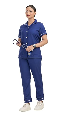Image of Unisex Nurse Uniform With Normal Length Half Sleeves Top With 2 Pockets Regular Fit Pant Two Side Pockets - Ideals for Hospital Staff /Clinics /Nanny Uniforms |