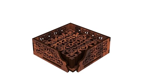 Image of 12 FOX Wooden Tea Coaster Asian Red Wood Handcrafted Coasters Home Kitchen for Tea & Coffee Table Decor Set of 6 |9.5x9.5cm TCCOST017D