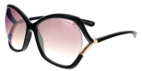 Tom Ford Astrid-02 Black / Purple Lens Mirror Sunglasses, Shiny Black / Gradient