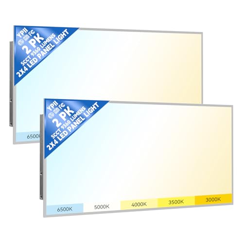 YPII 2 Pack 2x4 LED Flat Panel Light LED Drop Ceiling Light Fixture 5 CCT 3000K-6500K Adjustable & 5 Wattage 30-72W Selectable Recessed Back-Lit Fixture for Office ETL Listed