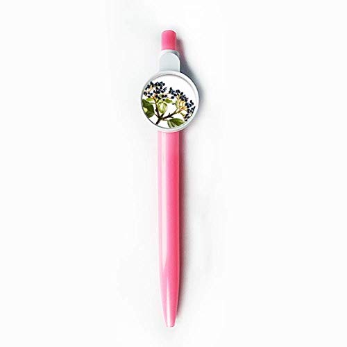 Stylo à bille rétractable bleu motif feuillage plante nature écriture