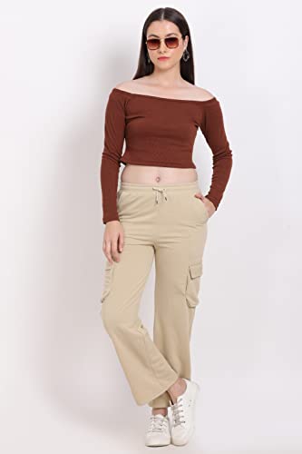 Image of Women's Cotton Fabric Stylish Cargo Pocket Lower /Sweatpants