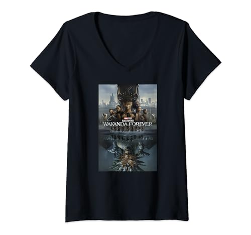 T-shirt Marvel Black Panther Wakanda Forever col V pour homme motif affiche de groupe