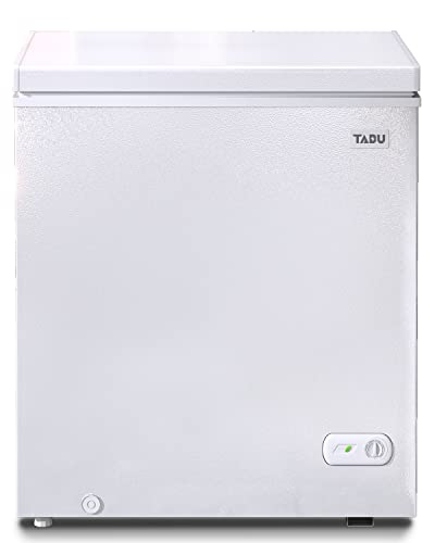 Tabu Chest Freezer, 5.0 Cu Ft Deep Freezer With Removable Basket, Top Open Door Freezer With Adjustable Temperature, Compact Freezer With Top Open Door (White) #TOP5