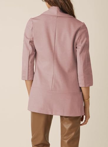 Happy Sailed Blazer Jackets for Women Open Front 3/4 Sleeve Work Office Suits Spring Summer Fashion 2025 Pink Small3
