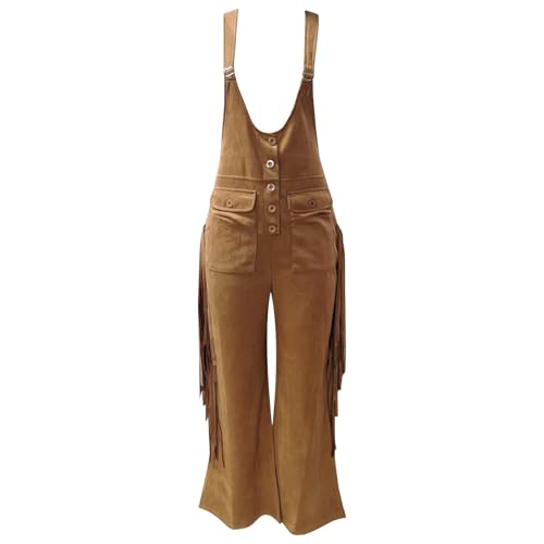 Mono de ante sin mangas estilo occidental con flecos y borlas retro para mujer 4