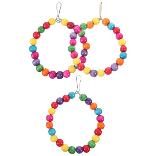 HEMOTON 3Pcs Bead Parrot Swing Hanging Bird Accessories for Parakeets Cockatiels and Lovebirds Fun Chewing and Playing Activity for Cage Enrichment