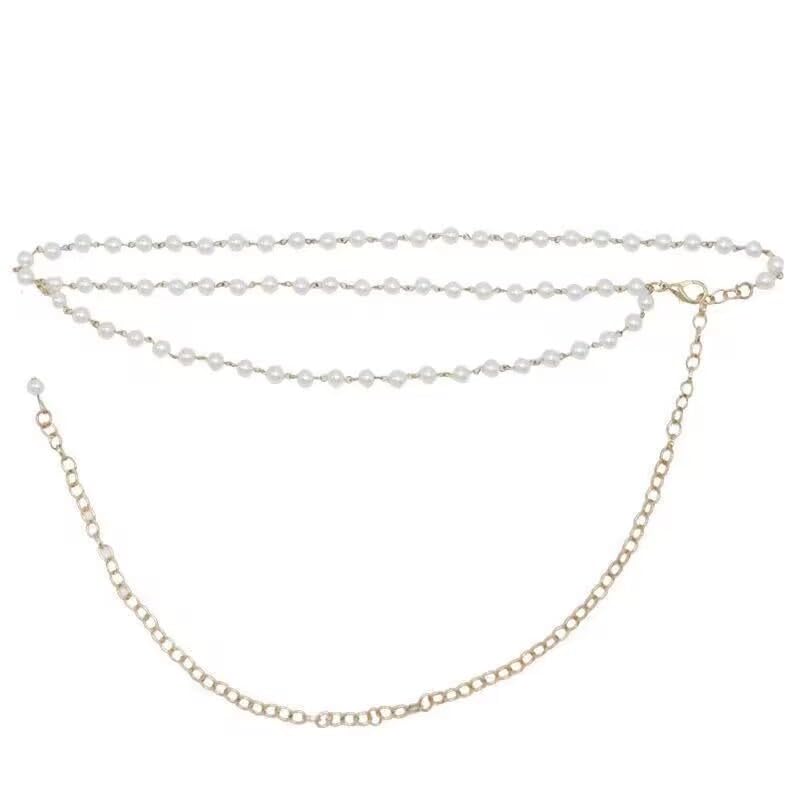 rvm jewels Waist Pearl Chain Belt Belly Jewellery Stylish Body Accessory Kamar Band for Navratri Dress Thin Hip Ornament for Girl and Women-picture-20
