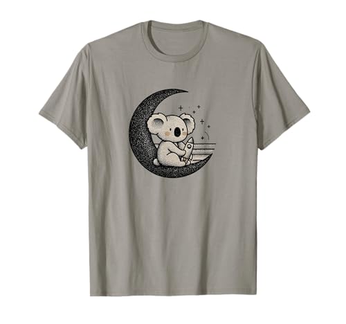 Cute Womens Girls Kids Kawaii Lunar Moon Space Koala Bear Maglietta