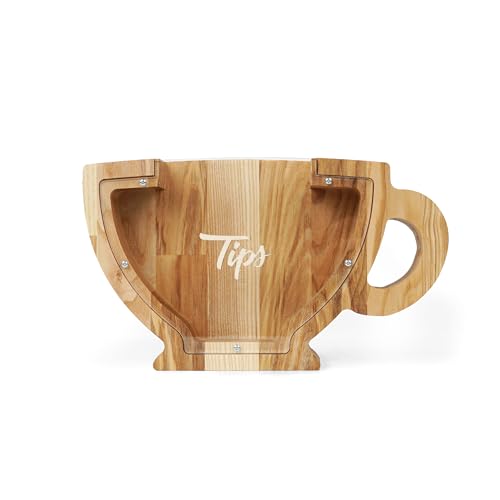 Wood Tips Jar for Restaurant, Tip Boxes for Money, Tip Buckets for Musicians, Acrylic Tip Box for Bartender, Tip Container for Money, Tip Jar for Bar, Tip Cup for Coffee Shop, Coin Banks for Adults