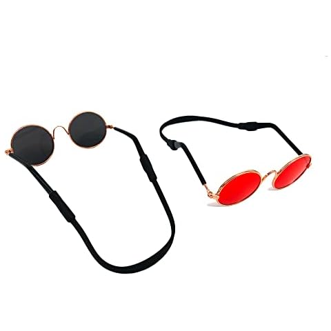 Artshu 2pcs Random Color Small Cat Kitten Glasses Pet Glasses Dog Sunglasses Pet Supplies Kittens Pet Sunglasses 3 cm/1.1 Inch Cosplay Costume Photos Props (Kitten Glasses Black+Red) Cover