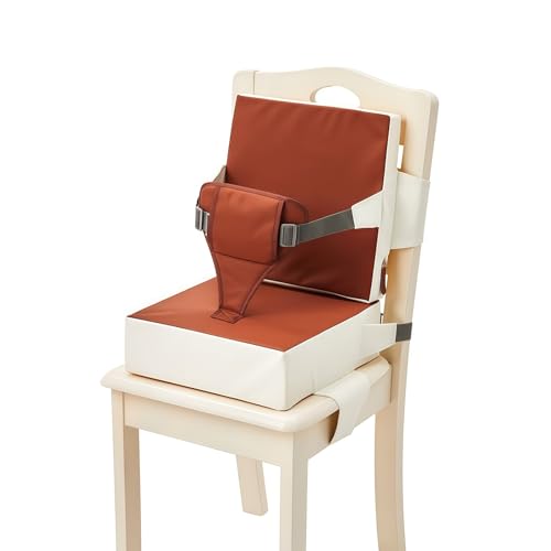 BRJX ベビーチェアクッション 子供用 高さ調節可能 高反発スポンジ 姿勢矯正 柔らかく快適 滑り止め 汚れに強くお手入れ簡単 組み立て簡単 超軽量 家庭用 携帯用 外食 旅行 多用途 (ブラウン)