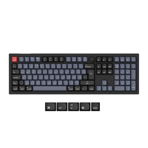 Keychron V6 MAX Teclado Mecánico Inalámbrico Personalizado, 2.4 GHz Conexión Bluetooth por Cable QMK/Via Programable, Hot-Swap Interruptores Gateron Jupiter Rojos para Mac/Windows/Linux-ES Layout