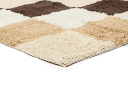 Image of THE HOME TALK Cotton Bathmats | Water Absorbent Runners | Regular Striped Rugs | Floor Mats for Kitchen, Bathroom & Sink | Ultra Soft Mats | Non-Slip Store (Beige, 50x80 CM)