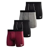 Reebok Mens Boxer Briefs - 4 Pack Stretch Performance Boxers for Men with Functional Fly, 6' Inseam Mens Underwear Boxers, Size Medium, Fig