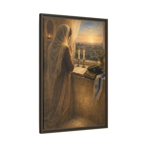 Toile sacrée Shabbat sans reflet, grand texte lisible 50x75 pour rituel des bougies réussit