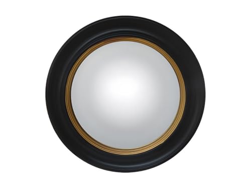 Vente-unique - Miroir sorciére en Bois de Paulownia - D. 66 cm - Noir et doré Effet Laiton - Franklin
