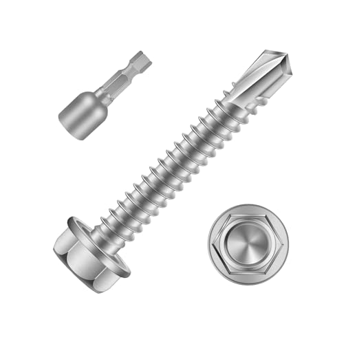 Mellewell #14 x 1-1/2" Hex Washer Head Self Drilling Screws, Self Tapping Sheet Metal Screws, 410 Stainless Steel, 50 PCS