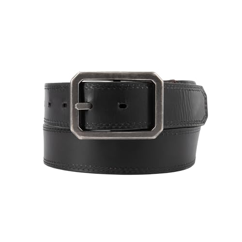 Carhartt mens Durable Full Grain Leather Reversible Center Bar Buckle Belt, W/Rugged Antique Nickle Hardware
